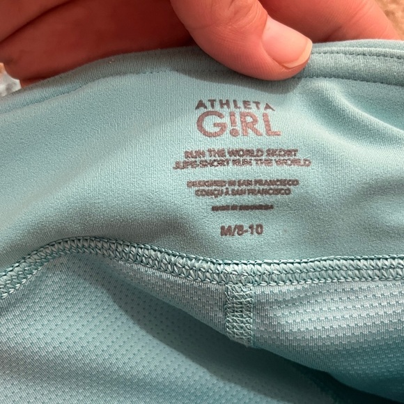 Athleta Girl Run the World Skort, Size M 8-10, in Pebbles Texture Gulf Teal Blue - Picture 6 of 14